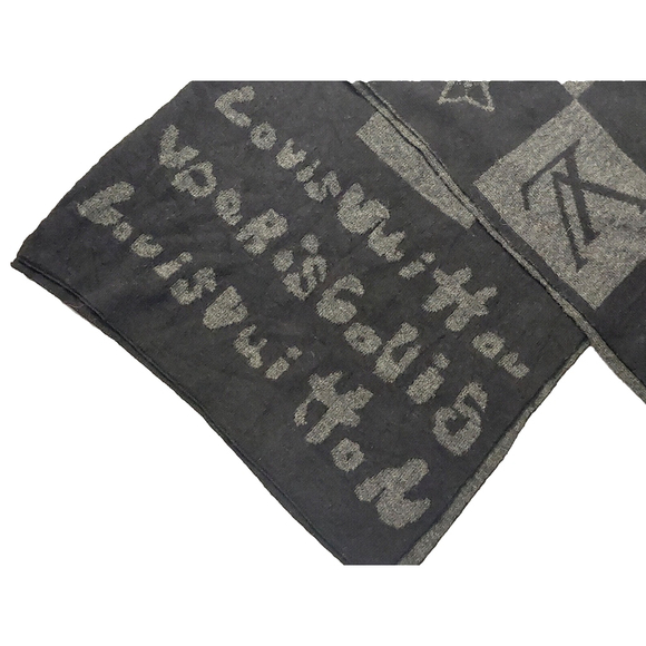 Louis Vuitton LV Gray & Black Monogram Damier Logomania Scarf Pre-Owned - Picture 10 of 14